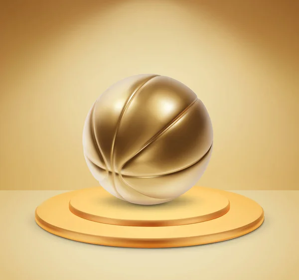 Basketball Auf Einem Goldenen Podest Basketball Trophäenkonzept Eps10 Vektor — Stockvektor