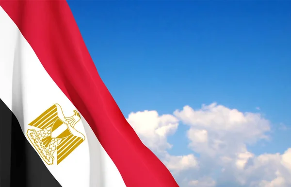 Bandeira Egito Fundo Céu Histórico Patriótico Vetor Eps10 — Vetor de Stock