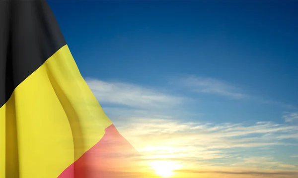 空を背景にベルギーの国旗 Eps10ベクトル — ストックベクタ