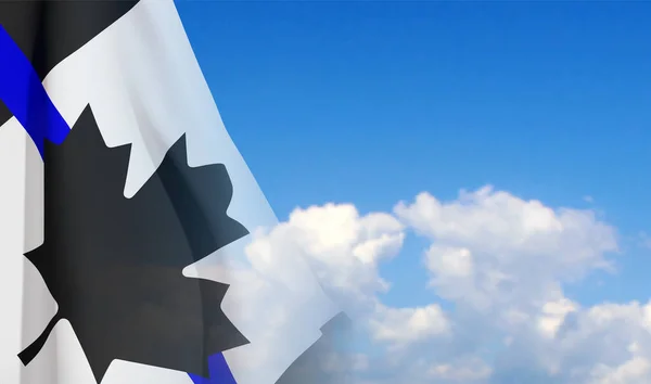 Gökyüzünün Arka Planında Ince Mavi Çizgili Kanada Bayrağı Eps10 Vektörü — Stok Vektör