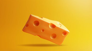 Sarı arka planda peynirin huzuru. EPS10 vektörü