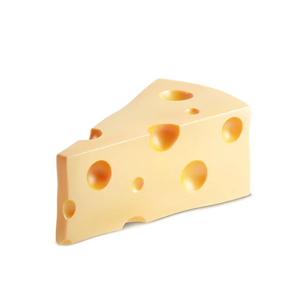 Κομμάτι Τυρί Απομονωμένο Λευκό Φόντο Διανυσματικό Eps10 — Διανυσματικό Αρχείο