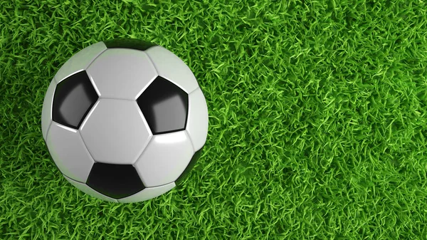Вид Сверху Футбольного Мяча Зеленой Траве Рендеринг — стоковое фото