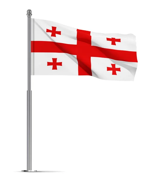 Bandeira Geórgia Sobre Mastro Isolado Sobre Fundo Branco Vetor Eps10 — Vetor de Stock