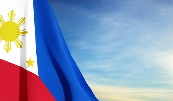 菲律宾国旗挂在天空的背景上 爱国背景 Eps10病媒 — 图库矢量图片