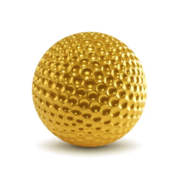 Золотой Мяч Гольфа Изолирован Белом Фоне Рендеринг — стоковое фото