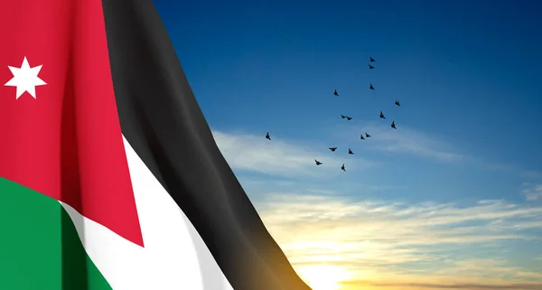 Σημαία Ιορδανίας Στο Φόντο Του Ουρανού Διανυσματικό Eps10 — Διανυσματικό Αρχείο