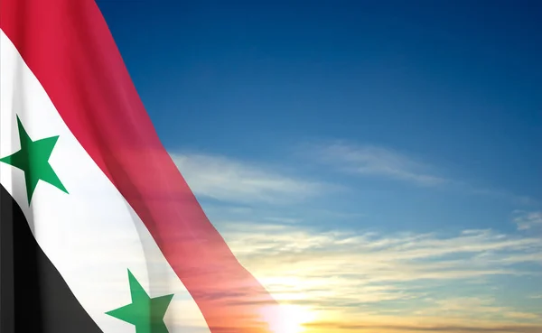 Bandeira Síria Fundo Céu Vetor Eps10 —  Vetores de Stock