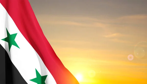 Bandeira Síria Contra Pôr Sol Vetor Eps10 — Vetor de Stock
