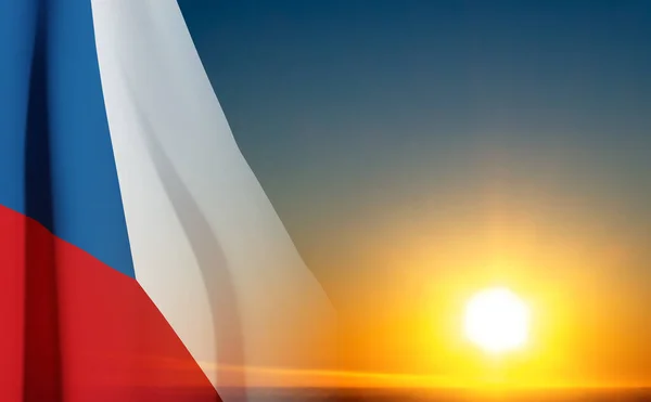 Vlag Van Tsjechië Achtergrond Van Zonsondergang Eps10 Vector — Stockvector