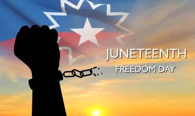 Haziran Bağımsızlık Günü 'nde. Juneteenth, köleleştirilmiş Afro-Amerikalıların özgürleştirilmesi anısına ABD 'de düzenlenen federal bir bayramdır. EPS10 vektörü