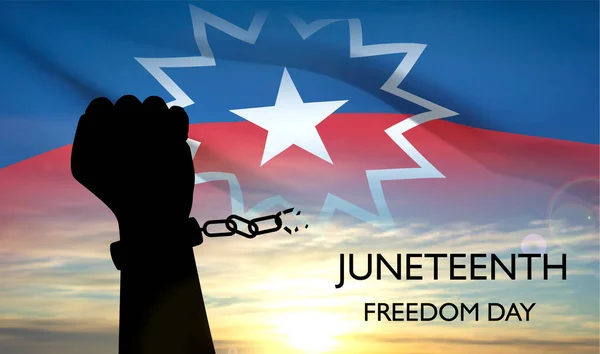 자유투의 Juneteenth 노예가 아프리카 미국인들의 해방을 기념하는 미국의 기념일이다 Eps10 — 스톡 벡터