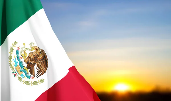 Bandiera Del Messico Contro Tramonto Vettore Eps10 — Vettoriale Stock