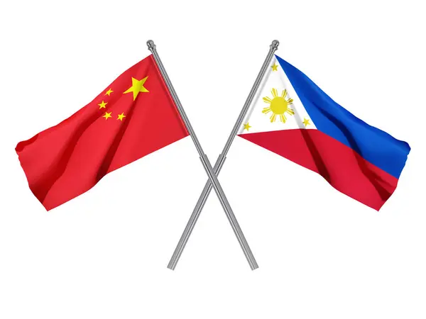 Bandeiras Filipinas China Fundo Branco Dia Amizade Filipino Chinesa Vetor —  Vetores de Stock