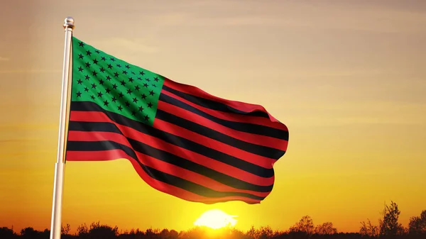 Pan Afrikaanse Vlag Zwarte Bevrijdingsvlag Aan Hemel — Stockfoto