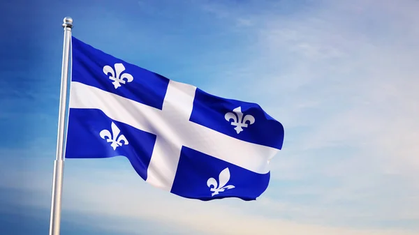 Gökyüzünün Arka Planında Quebec Bayrağı Quebec Günü Için Arkaplan — Stok fotoğraf