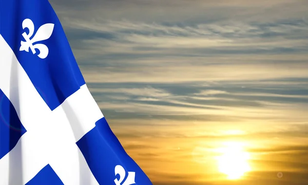 Quebecs Flagga Mot Solnedgången Bakgrund Till Quebec Dagen Eps10 Vektor — Stock vektor