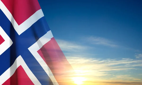 Σημαία Της Νορβηγίας Στο Φόντο Του Ουρανού Πατριωτικό Υπόβαθρο Διανυσματικό — Διανυσματικό Αρχείο