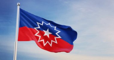 Haziran bayrağı rüzgarda dalgalanıyor. Juneteenth, Amerika Birleşik Devletleri 'nde, köleleştirilmiş Afro-Amerikalıların özgürleştirilmesi anısına düzenlenen federal bir bayramdır.