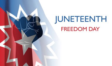 Haziran Özgürlük Günü 'nde. Juneteenth, köleleştirilmiş Afro-Amerikalıların özgürleştirilmesi anısına ABD 'de düzenlenen federal bir bayramdır. EPS10 vektörü