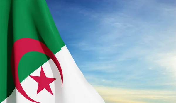 Bandeira Argélia Fundo Céu Vetor Eps10 —  Vetores de Stock