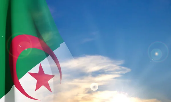 Bandeira Argélia Fundo Céu Vetor Eps10 — Vetor de Stock
