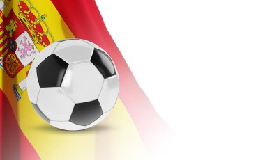Beyaz arka planda İspanya bayrağı olan futbol topu. EPS10 vektörü