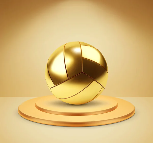 Gold Volleyball Ball Golden Podium Eps10 Vector — Stock Vector