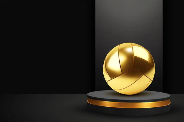 Золотой Волейбольный Мяч Золотом Подиуме Вектор Eps10 — стоковый вектор