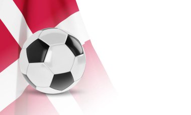 Danimarka bayrağı beyaz arka planda izole edilmiş futbol topu. EPS10 vektörü