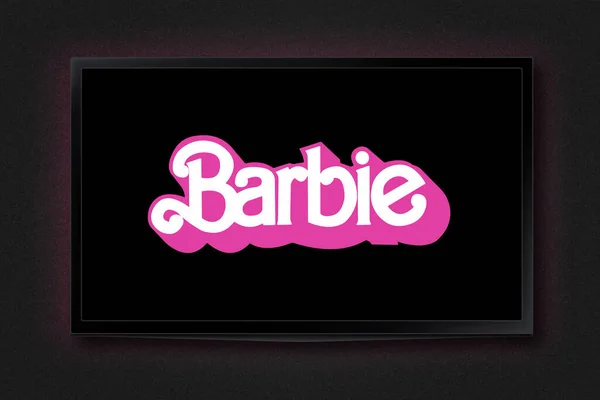 Barbie Ταινία Στην Οθόνη Της Τηλεόρασης Μόσχα Ρωσία Ιούλιος 2023 — Φωτογραφία Αρχείου