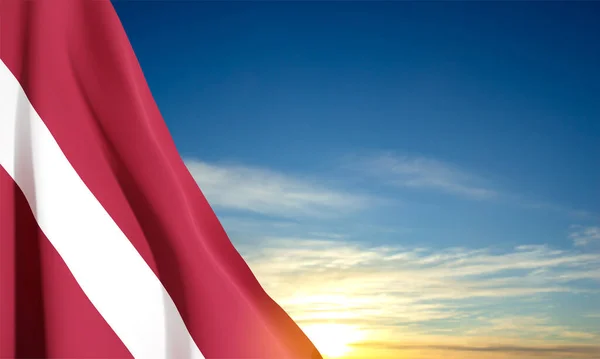 Güzel Gökyüzünde Letonya Bayrağı Eps10 Vektörü — Stok Vektör