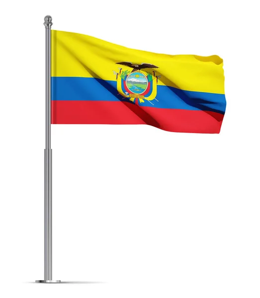 白色背景上孤立的厄瓜多尔国旗 — 图库照片