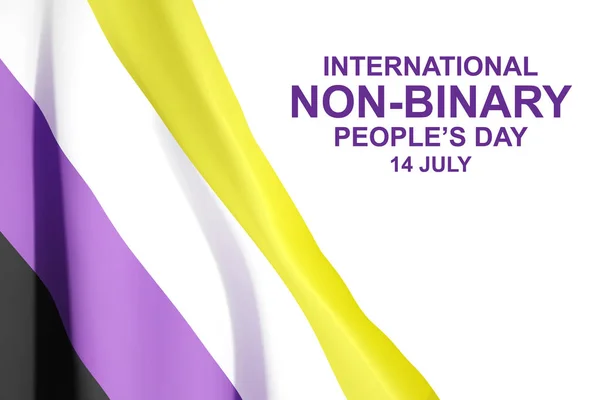 Non-binary flag on white background. International non-binary Peoples Day - 14 July