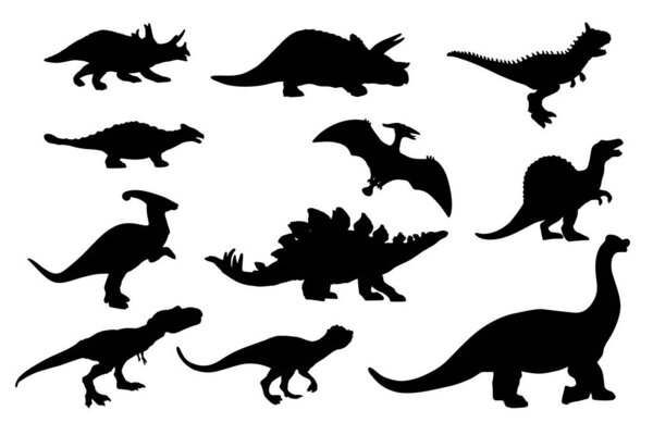 Set silhouettes of dinosaurs. EPS10 vector