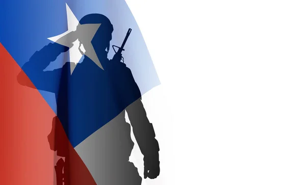 Sylwetka Żołnierza Flagą Chile Białym Tle Wektor Eps10 — Wektor stockowy