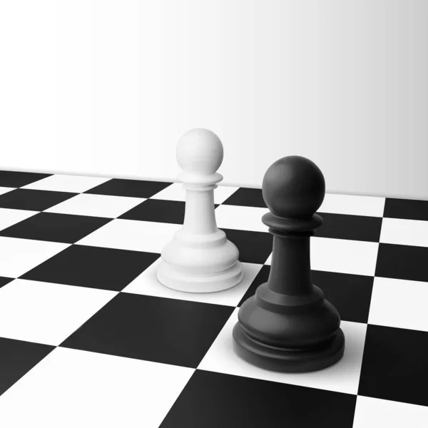 Μαύρα Και Άσπρα Πιόνια Στη Σκακιέρα Διανυσματικό Eps10 — Διανυσματικό Αρχείο