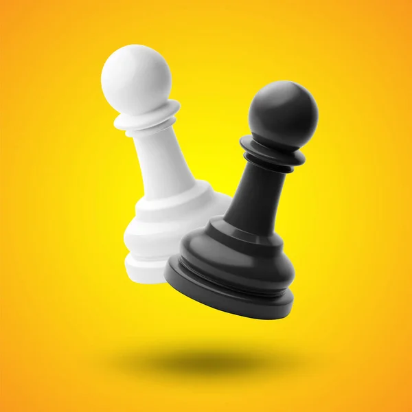 Черно Белая Шахматная Пешка Оранжевом Фоне Вектор Eps10 — стоковый вектор