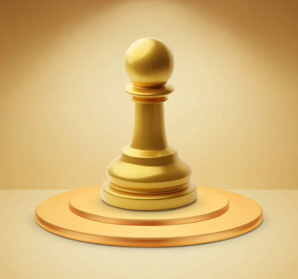 Золотая Шахматная Пешка Пьедестале Концепция Шахматного Турнира Вектор Eps10 — стоковый вектор