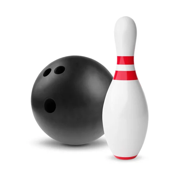 Bowlingball Und Pin Isoliert Auf Weißem Hintergrund Eps10 Vektor — Stockvektor