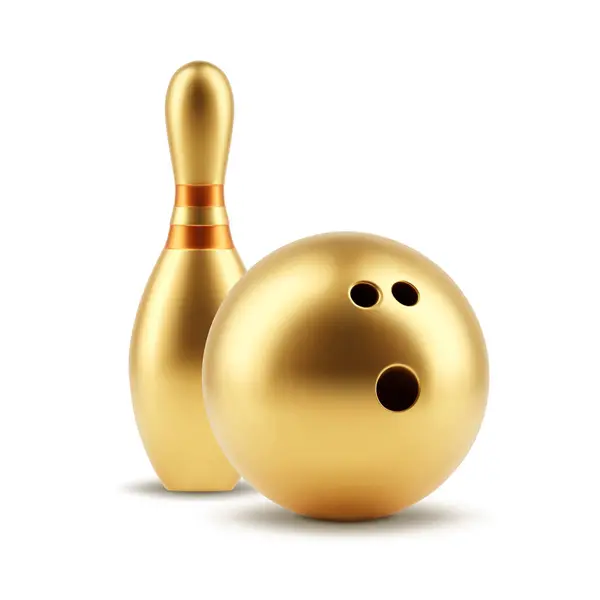 Épinglette Boule Bowling Isolées Sur Fond Blanc Vecteur Eps10 — Image vectorielle