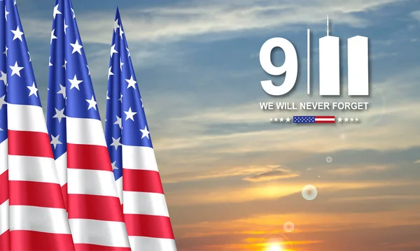 2001 American Patriot Day Banner Usa Flag Sunset Eps10 Vector — Stock Vector