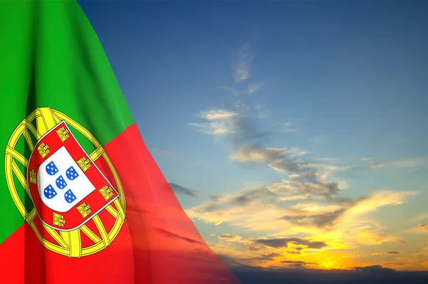Portugal flag against the sunset. Patriotic background