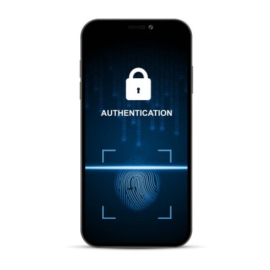 Ekranda parmak izi olan akıllı telefon. EPS10 vektörü