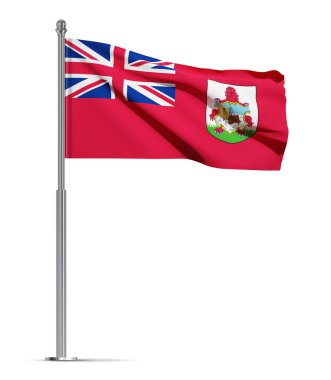 Bermuda bayrağı beyaz arka planda izole edilmiş. 3d oluşturma