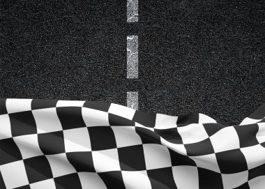 Asphalt with finishing flag. Auto racing championship background clipart