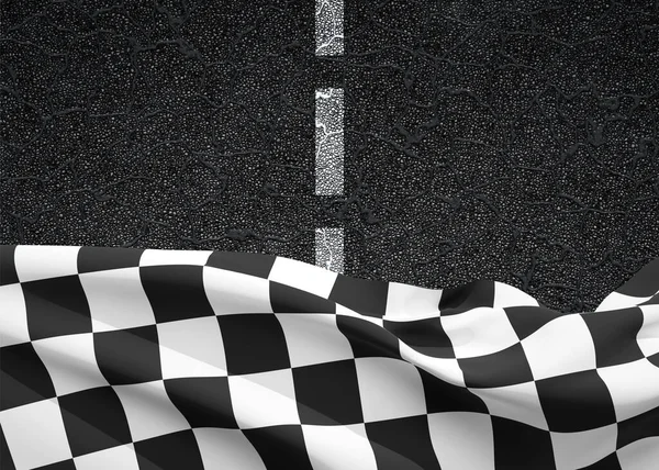Asphalt Finishing Flag Auto Racing Championship Background — Stock Photo, Image