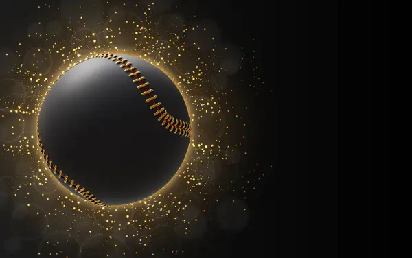 Чорно Золотий Бейсбольний Чорному Сяючому Фоні Рендерінг — стокове фото