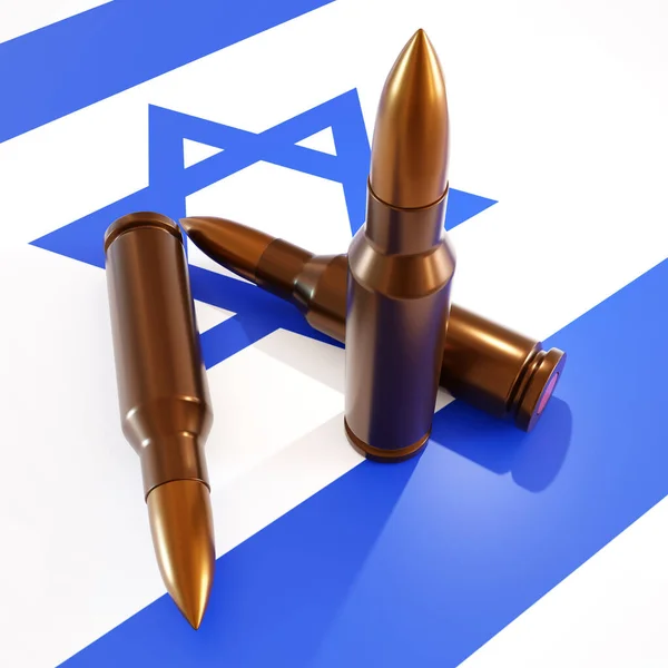 Israël Vlag Met Wapen Munitie Rendering — Stockfoto