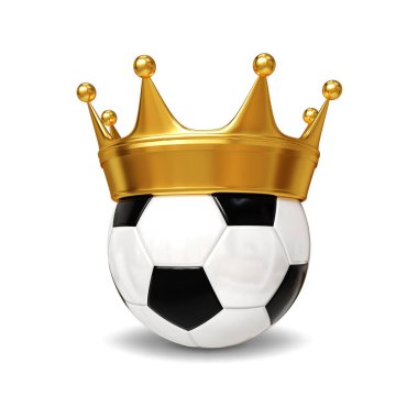 Beyaz arka planda izole edilmiş altın kaplama futbol topu. 3d oluşturma